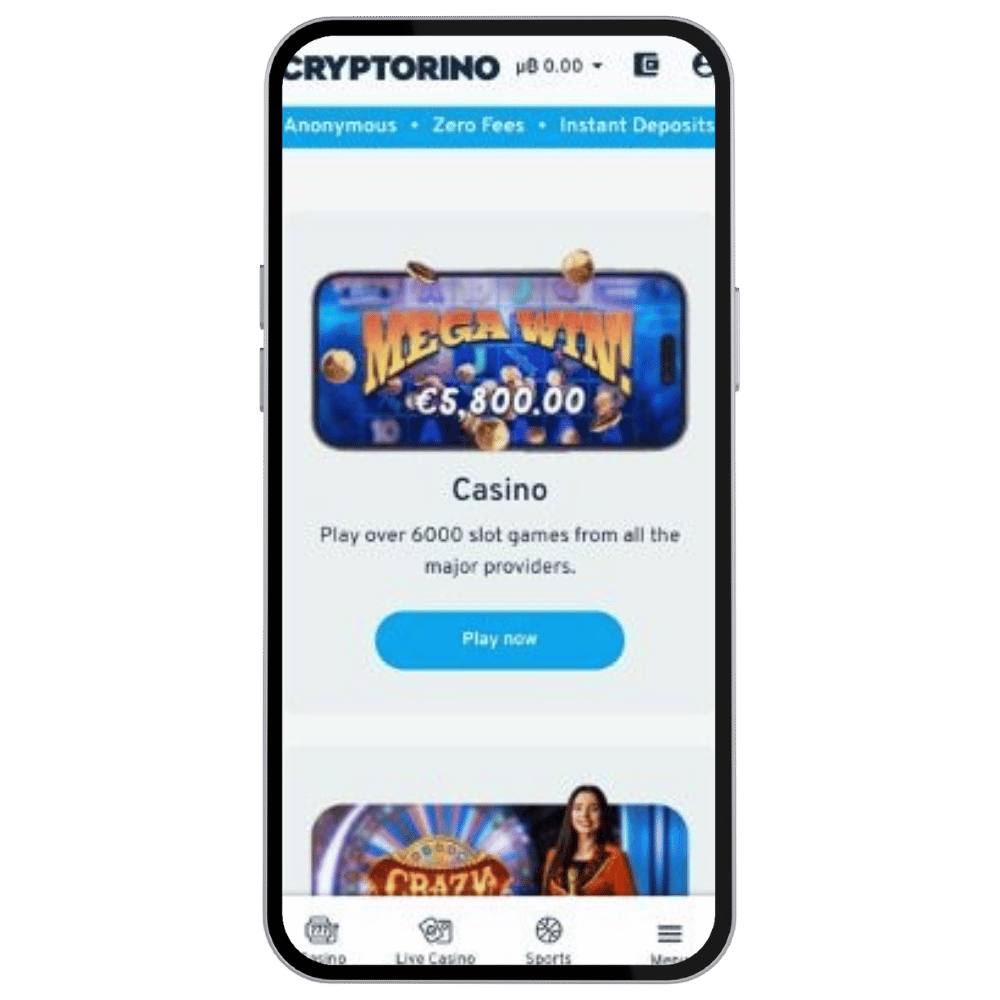 Crypto Rino Casino mobiele app